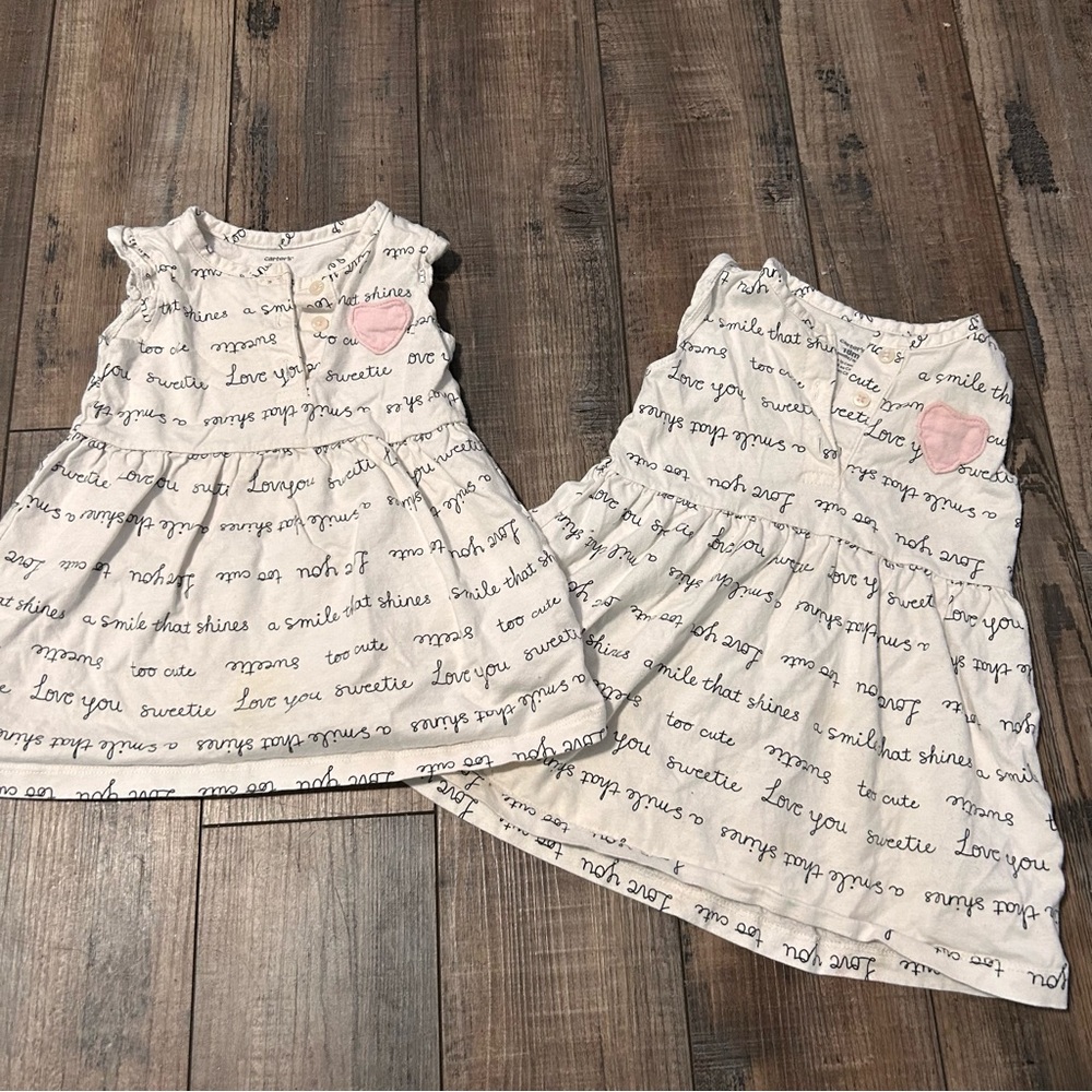 TWINS Carters Toddler Girl Fit & Flare Dress White With Letters And Heart